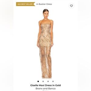 Bronx and Banco Metallic Gold Maxi Dress